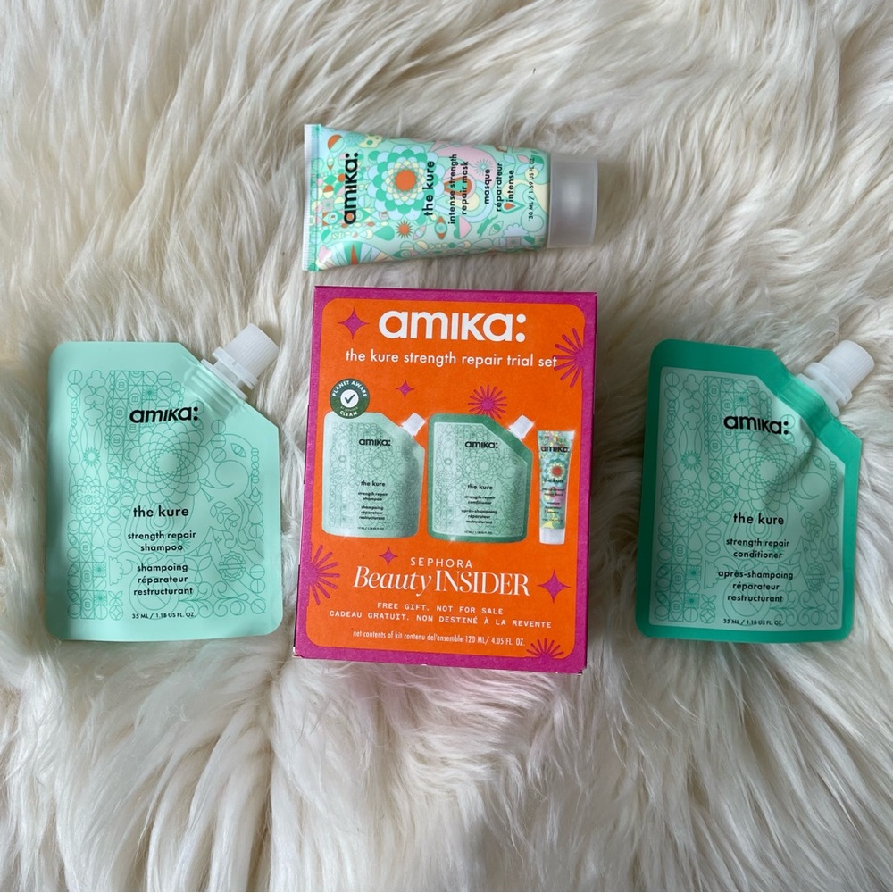 NWT Amika The Kure Strength Repair Trial Set Travel Shampoo Conditioner & Mask